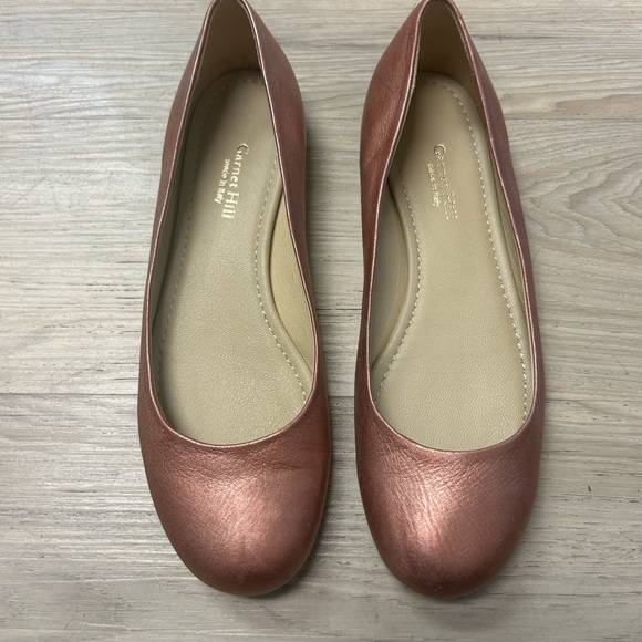 Garnet Hill Shoes Ballet Flats Pink Rose Metallic Leather Sz 8 Made In Italy - Picture 3 of 12